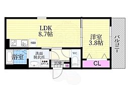 (仮称)ジーメゾン石田ルディア 1LDKの間取図画像