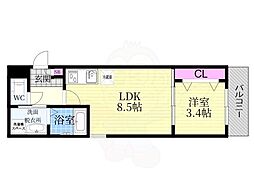 (仮称)ジーメゾン石田ルディア 1LDKの間取図画像