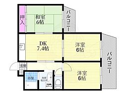 ハイツリー・フラット 3DKの間取図画像