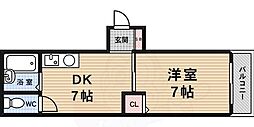 ラフィーネ四条堀川 1DKの間取図画像
