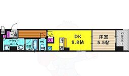 リーガル京都烏丸東 1DKの間取図画像
