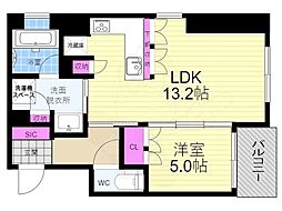 リーガル京都堀川五条通り2 1LDKの間取図画像