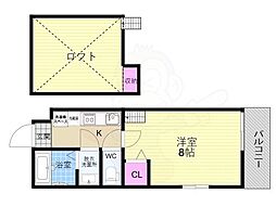ロフティ芦山寺 1Kの間取図画像