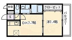 ロゼクリスタ 1DKの間取図画像