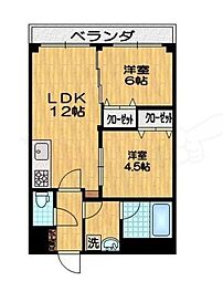 第2長栄マンション 2LDKの間取図画像