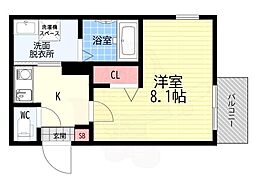 CREA TERRACE椥辻 (旧:MELDIA椥辻) 1Kの間取図画像