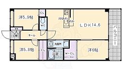 コンフォート下鴨 3LDKの間取図画像