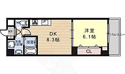i・レジデンス上鳥羽 1DKの間取図画像