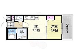アドバンス京都北大路レフィナード 1DKの間取図画像