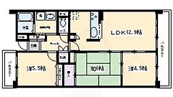 ウエストコート花園 3LDKの間取図画像