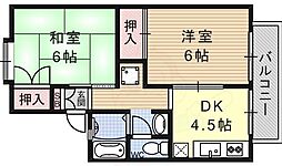 ドゥ・セジュール 2DKの間取図画像