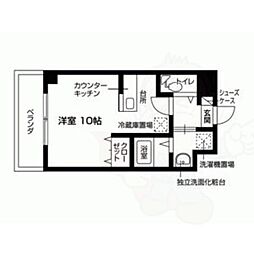 レスペランス西小路 ワンルームの間取図画像