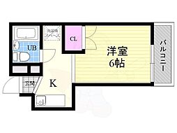 シャンボール今出川 1Kの間取図画像
