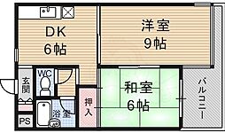 エンブレム城南宮 2DKの間取図画像