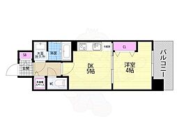 ベラジオ雅び京都七条ウエストII 1DKの間取図画像