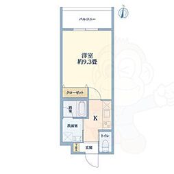 ウェルスクエア千本下長者 1Kの間取図画像
