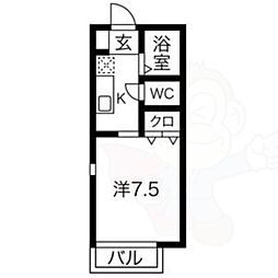 ファインフォーリスト 1Kの間取図画像