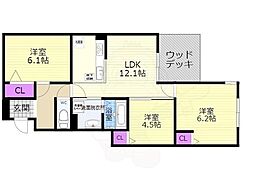ティーズスクエア下鴨 3LDKの間取図画像