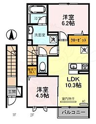 センテンス 2LDKの間取図画像