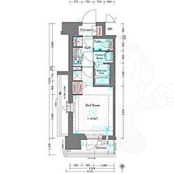 プラシード京都 1Kの間取図画像