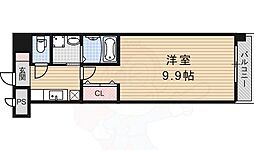アスティオン深草 1Kの間取図画像