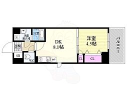 ヴィラ岡崎神宮 1DKの間取図画像