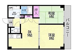 グリーンヴィレッジ吉田 2DKの間取図画像