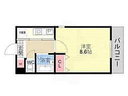 元土御門 1Kの間取図画像