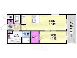プレサンス京都二条京華 1LDKの間取図画像