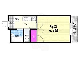 エトワール肥後町 1Kの間取図画像