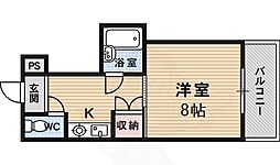 フレーヴァー深草2 1Kの間取図画像