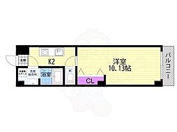 朱雀館 1Kの間取図画像