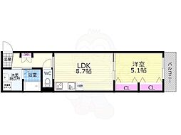 グランレブリー御所西2 1LDKの間取図画像