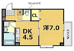 プレステージ翼 1DKの間取図画像