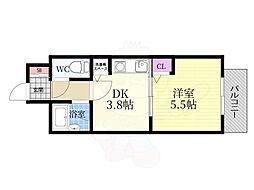 ライオンズマンション五条大宮第2 1DKの間取図画像