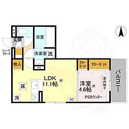 GRAMM西衣手町 1LDKの間取図画像