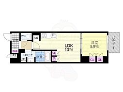 リーガル京都二条城前 1LDKの間取図画像