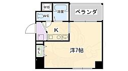 プレジール西院 1Kの間取図画像