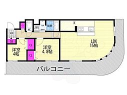 パインフィールド洛東 2LDKの間取図画像