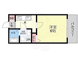 デ・アッシュ西京極 1Kの間取図画像