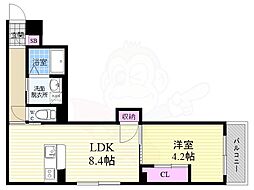 プログレーッソ西ノ京 1LDKの間取図画像