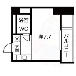 プラネシア京都 ワンルームの間取図画像