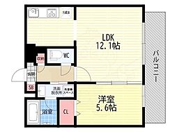 アンジュ京都天神川 1LDKの間取図画像