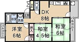 コーポラス辻 3DKの間取図画像