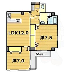 プレステージ翼 2LDKの間取図画像