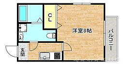 ドゥエリング大宮 2階1Kの間取り