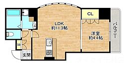 エクセレント南森町 1LDKの間取図画像