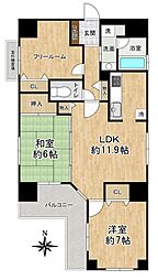 ユニ・アルス真田山南 2SLDKの間取図画像