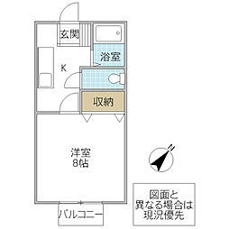 成島ハイツ 1Kの間取図画像