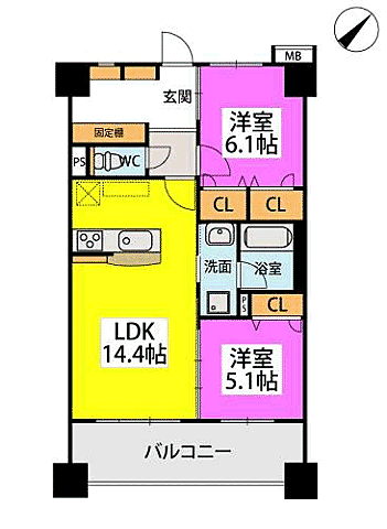 ＤＩＡ　ＣＡＦＵＮＥ 703｜福岡県福岡市博多区半道橋１丁目(賃貸マンション2LDK・7階・62.72㎡)の写真 その2